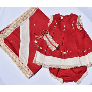 Conjunto 4pz en Estopilla - Red & Beige 1